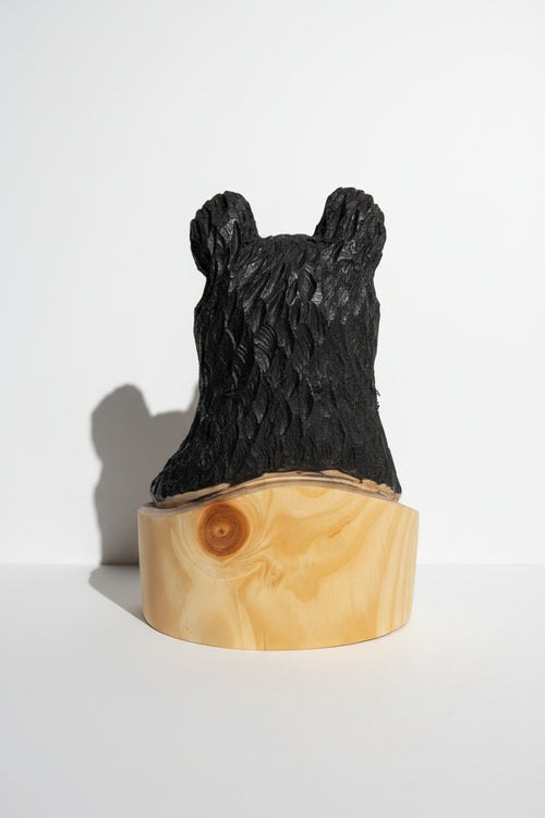 Hand Carved Black Log Bear