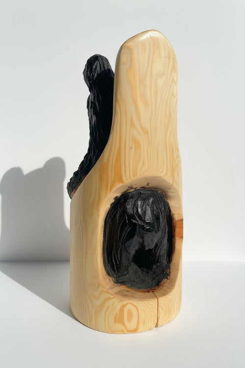 Hand Carved Black Log Bear with Butt 20" Tall